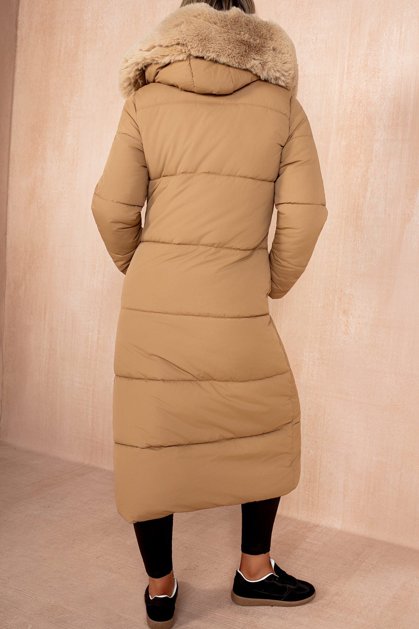 AX Paris Esther Camel Padded Longline Coat