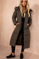 AX Paris Esther Khaki Padded Longline Coat
