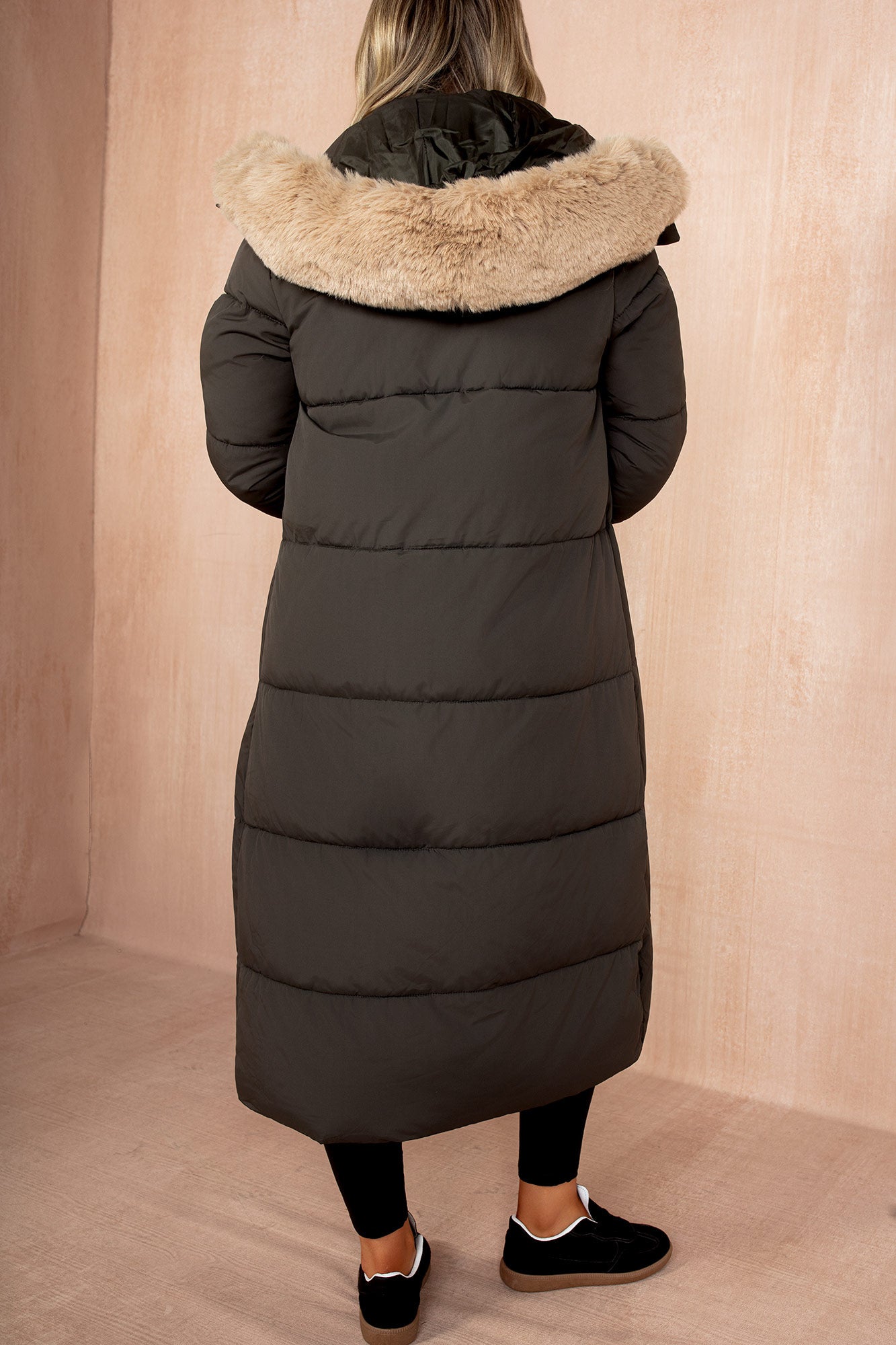 AX Paris Esther Khaki Padded Longline Coat