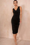 AX Paris Fabia Black Ruched Dress