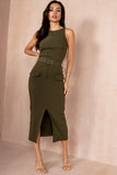 AX Paris Gabi Khaki Cargo Dress