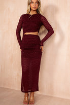 AX Paris Gaia Plum Diamante Cut Out Midi Dress