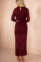 AX Paris Gaia Plum Diamante Cut Out Midi Dress