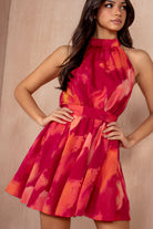 AX Paris Harriet Pink and Orange Halterneck Dress