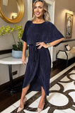 AX Paris Heather Navy Plisse Dress