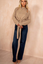 AX Paris Holly Camel Knit 2 in 1 Tie Front Cardigan