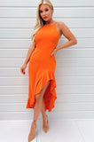 AX Paris Ilise Orange Frill Hem Dress