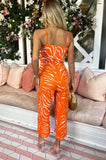 AX Paris Jordyn Orange Animal Print Jumpsuit