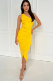 AX Paris Kody Yellow One Shoulder Dress