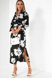 AX Paris Kyra Satin Black Print Dress