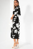 AX Paris Kyra Satin Black Print Dress