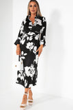 AX Paris Kyra Satin Black Print Dress