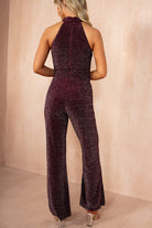 AX Paris Lillian Plum Halter Neck Jumpsuit