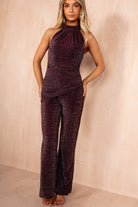 AX Paris Lillian Plum Halter Neck Jumpsuit