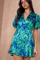 AX Paris Maimi Green and Blue Skater Dress