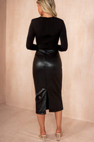 AX Paris Muireann Black Faux Leather 2 in 1 Midi Dress