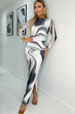 AX Paris Nerissa Monochrome Mesh Print Dress