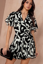 AX Paris Noreen Black and White Abstract Dress