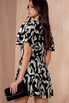 AX Paris Noreen Black and White Abstract Dress