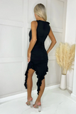 AX Paris Oscar Black Frill Corsage Dress