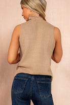 AX Paris Peggy Camel Knit Pearl Sleeveless Top
