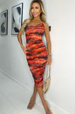 AX Paris Polina Rust Mesh Print Dress