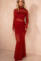 AX Paris Neda Wine Lace Fishtail Midi Dress