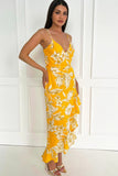 AX Paris Romee Yellow Floral Midi Dress