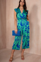 AX Paris Tina Blue and Green Jumpsuit
