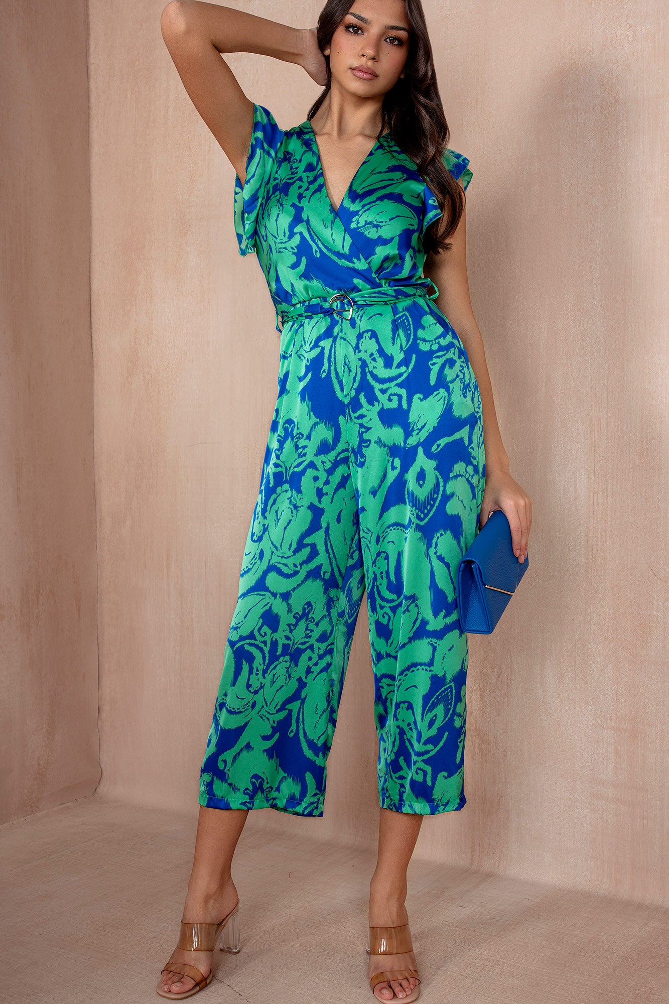 AX Paris Tina Blue and Green Jumpsuit
