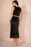 Ayla Black Sequin Midi Skirt