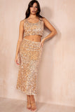 Ayla Gold Sequin Midi Skirt