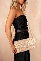 Azaria Nude PU Woven Detachable Chain Bag