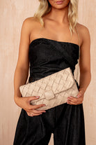 Azaria Nude PU Woven Detachable Chain Bag