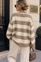 Babette Stone Knit Sequin Striped Jumper