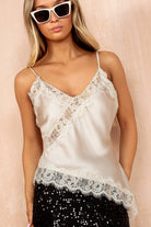 Bailey Champagne Satin Lace Cami Top