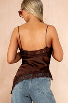 Bailey Chocolate Satin Lace Cami Top