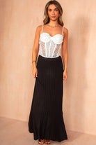 Bambi Black Rib Knit Maxi Skirt