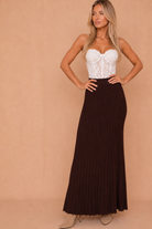 Bambi Chocolate Rib Knit Maxi Skirt