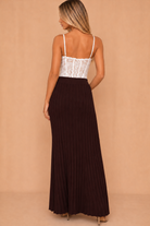 Bambi Chocolate Rib Knit Maxi Skirt