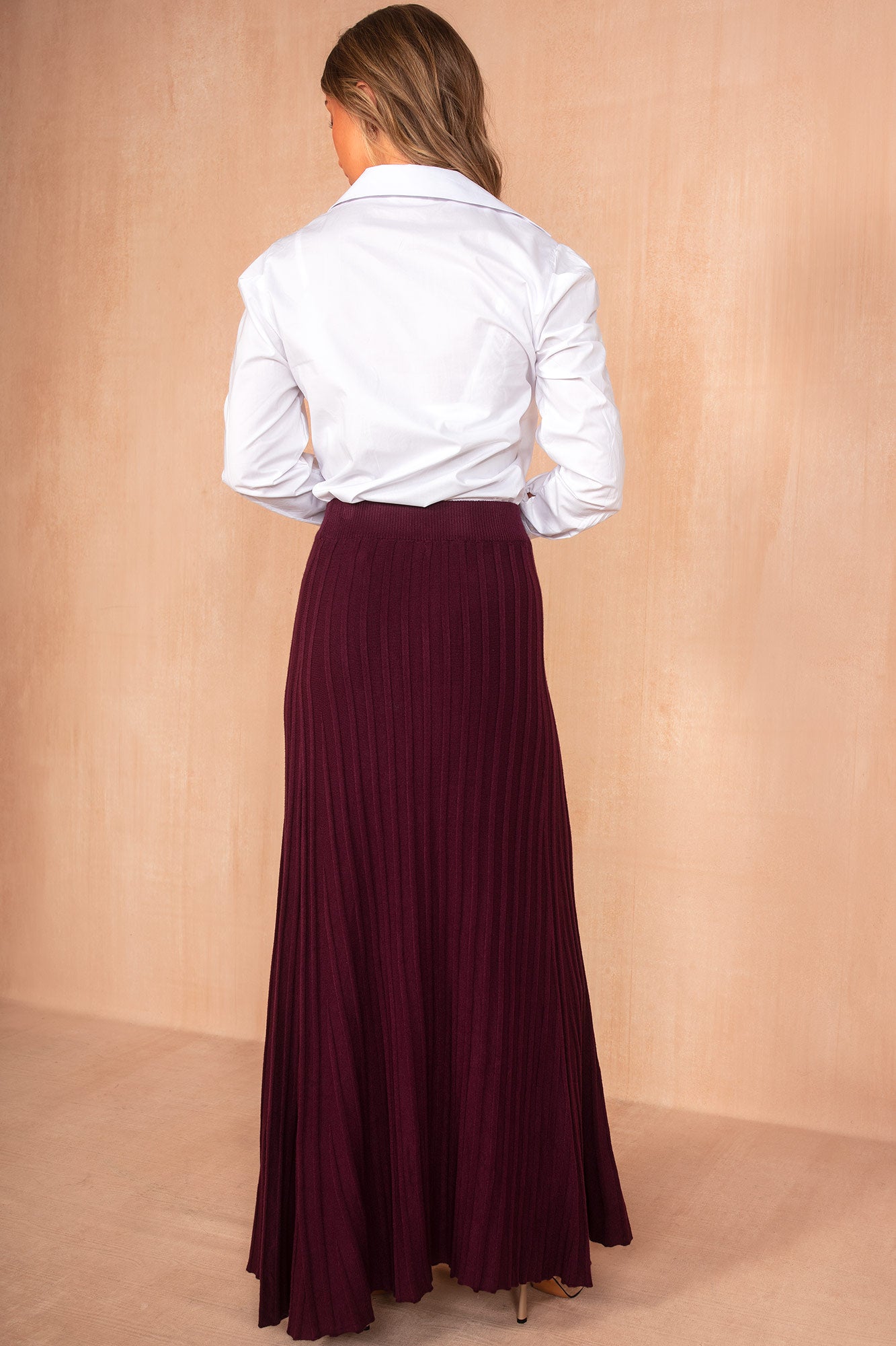 Bambi Plum Rib Knit Maxi Skirt