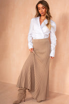 Bambi Taupe Rib Knit Maxi Skirt