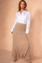 Bambi Taupe Rib Knit Maxi Skirt