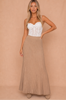 Bambi Taupe Rib Knit Maxi Skirt