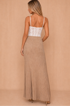 Bambi Taupe Rib Knit Maxi Skirt