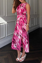 Bay Pink Burnout Printed Midi Dress
