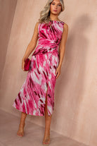 Bay Pink Burnout Printed Midi Dress