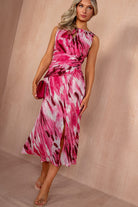 Bay Pink Burnout Printed Midi Dress