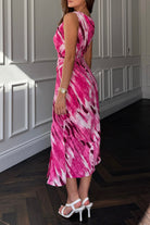 Bay Pink Burnout Printed Midi Dress
