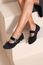 Bayley Black Suedette Ballet Pumps